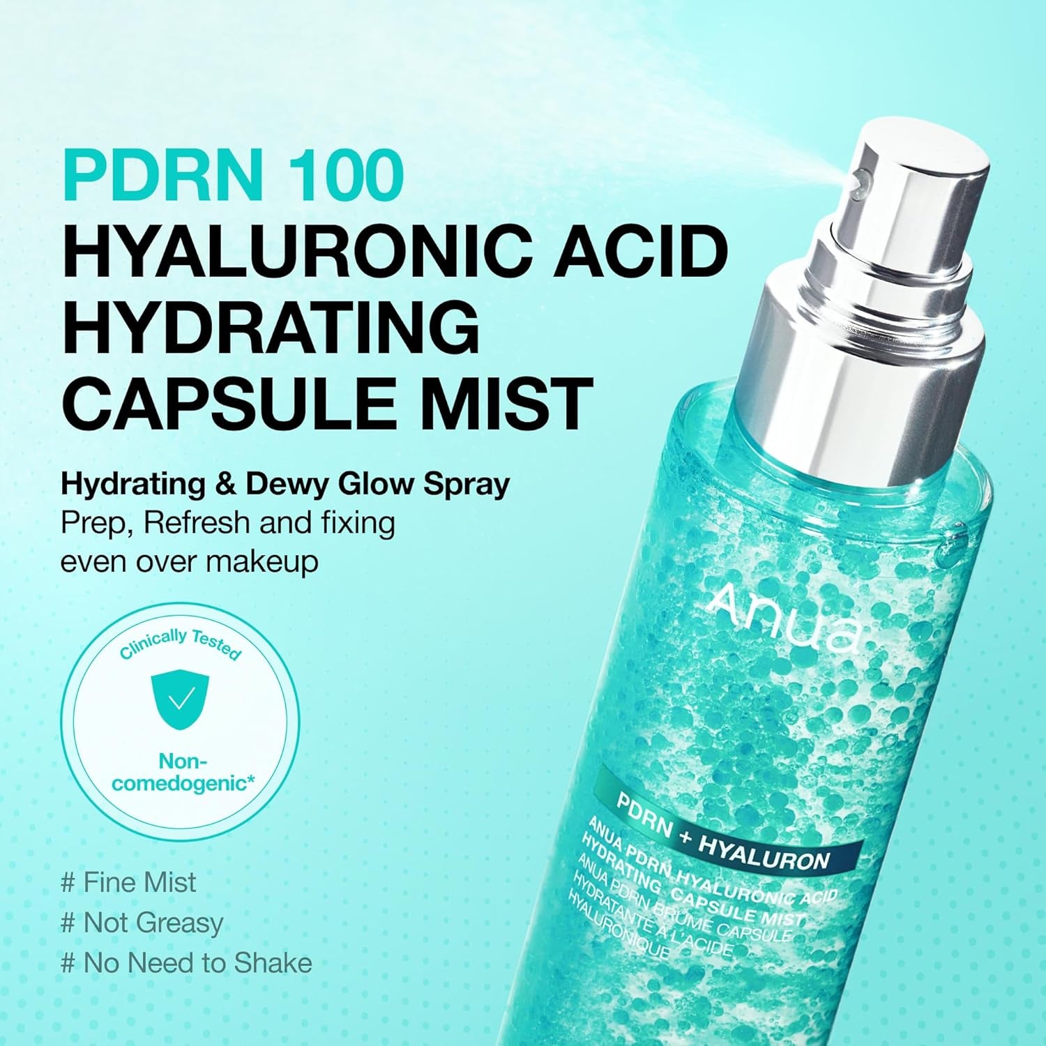 PDRN Collagen Glow Facial Serum Spray, Hydrating Face Mist, Hyaluronic Acid, Dewy Glass Finish, All Skin Types, Instant Plumping Hydration, Firming Care, Korean Skincare, 3.38 Fl Oz