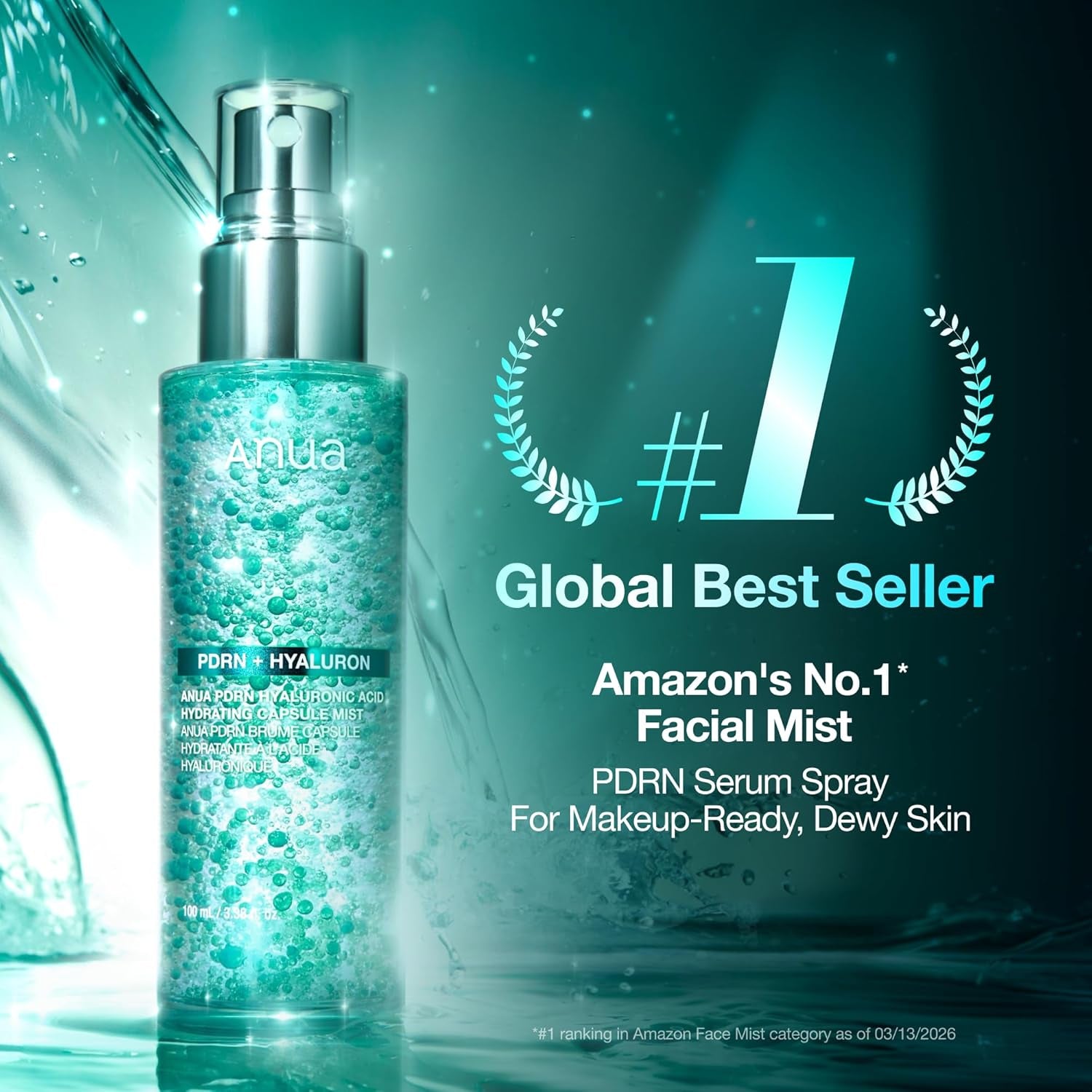PDRN Collagen Glow Facial Serum Spray, Hydrating Face Mist, Hyaluronic Acid, Dewy Glass Finish, All Skin Types, Instant Plumping Hydration, Firming Care, Korean Skincare, 3.38 Fl Oz