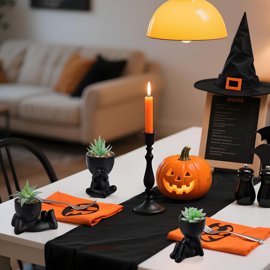 3Pcs Fake Succulents Plants Artificial for Black Bathroom Bedroom Home Living Room Halloween Decor Aesthetic Indoor