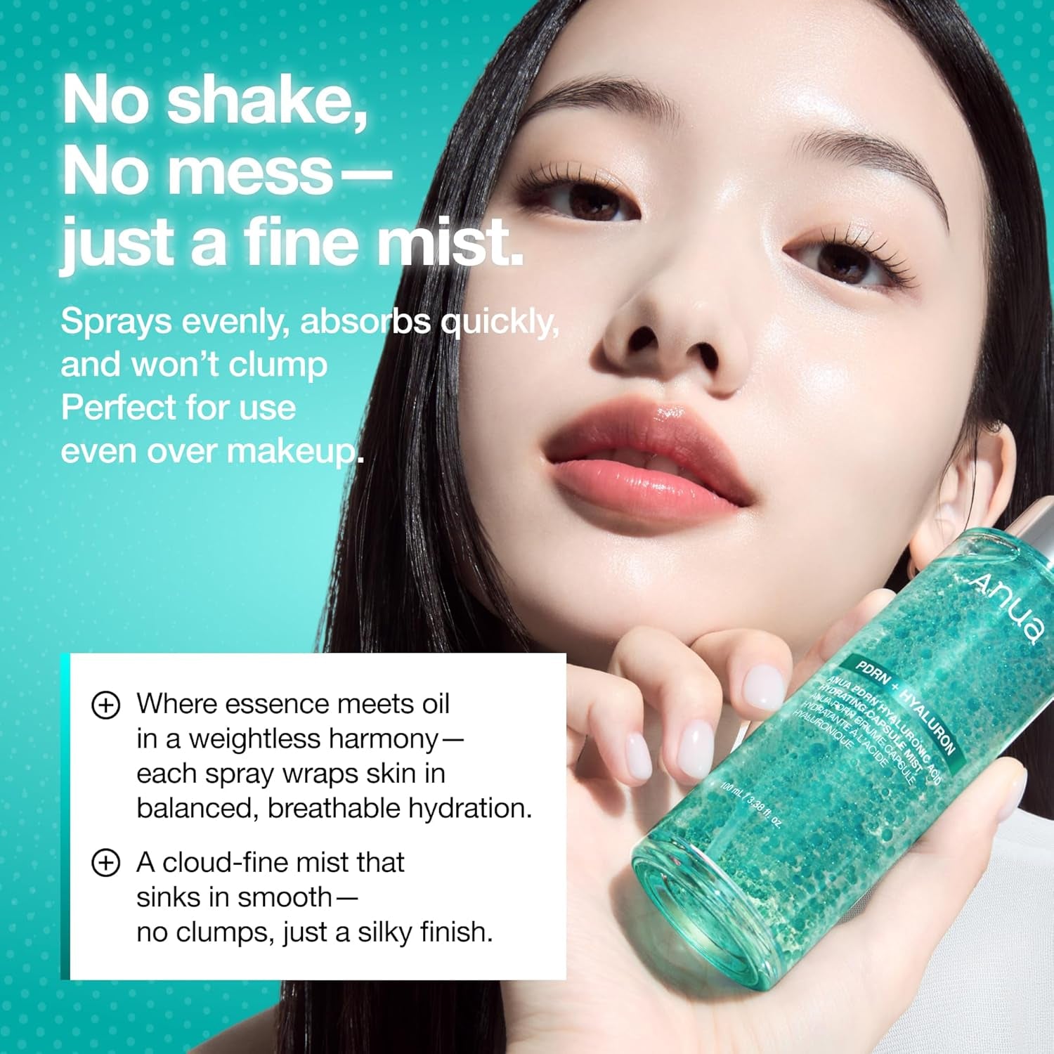 PDRN Collagen Glow Facial Serum Spray, Hydrating Face Mist, Hyaluronic Acid, Dewy Glass Finish, All Skin Types, Instant Plumping Hydration, Firming Care, Korean Skincare, 3.38 Fl Oz