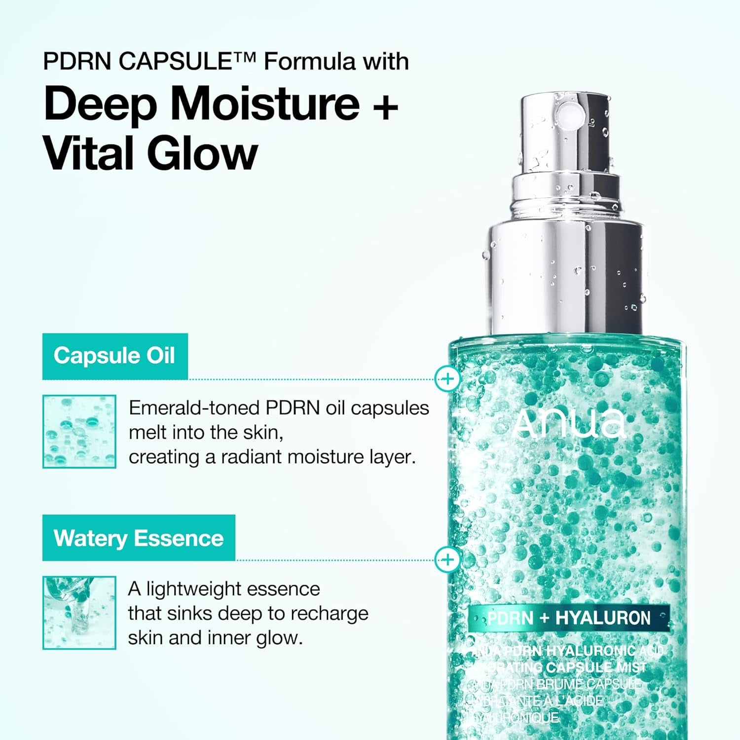 PDRN Collagen Glow Facial Serum Spray, Hydrating Face Mist, Hyaluronic Acid, Dewy Glass Finish, All Skin Types, Instant Plumping Hydration, Firming Care, Korean Skincare, 3.38 Fl Oz