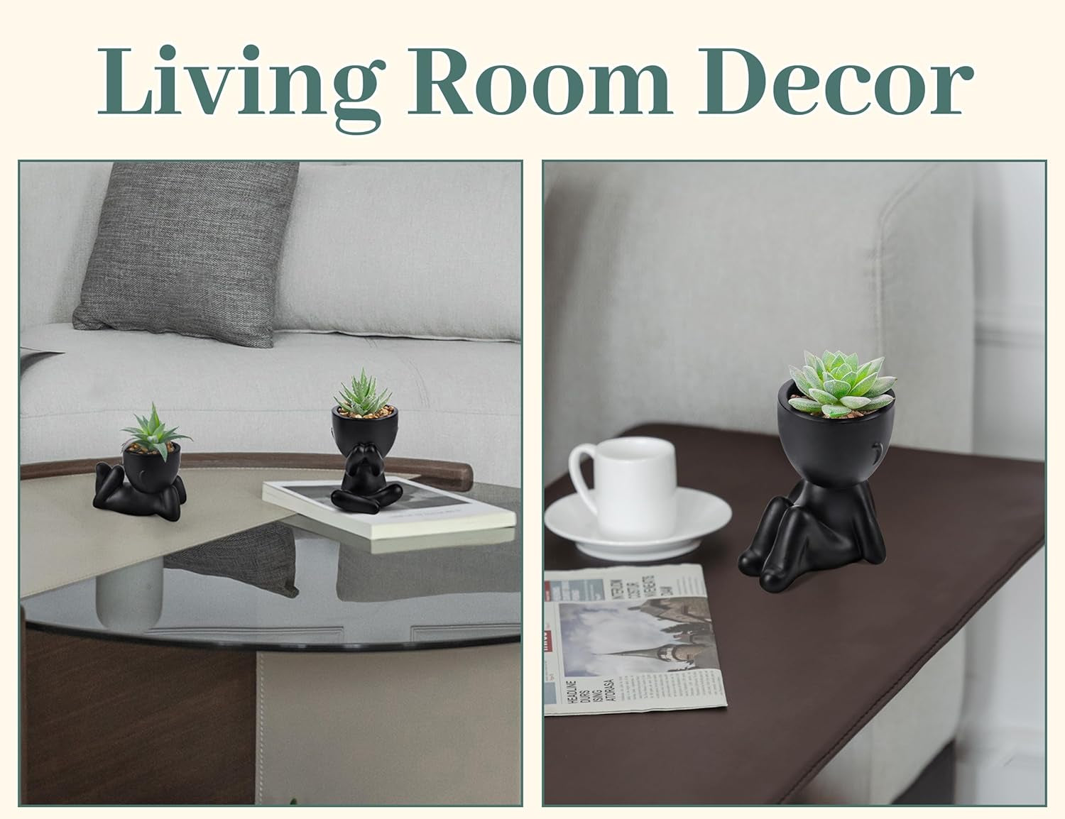 3Pcs Fake Succulents Plants Artificial for Black Bathroom Bedroom Home Living Room Halloween Decor Aesthetic Indoor