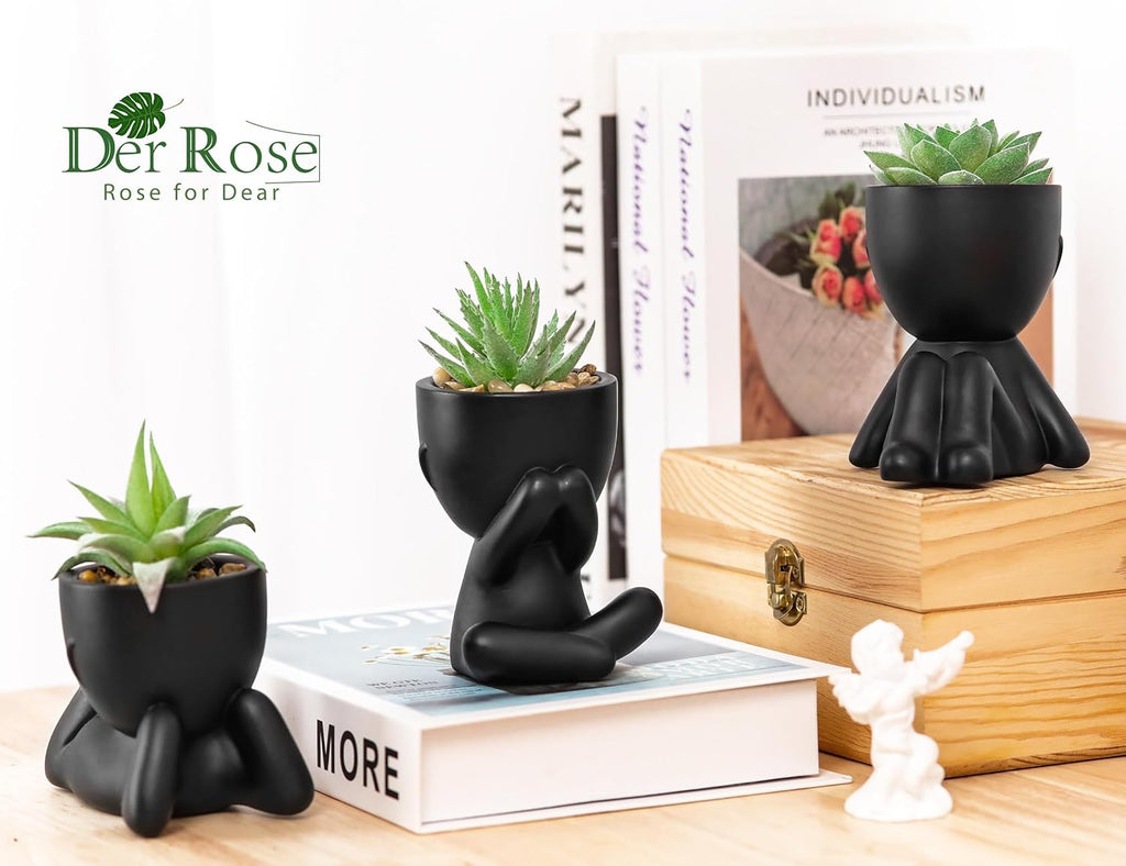 3Pcs Fake Succulents Plants Artificial for Black Bathroom Bedroom Home Living Room Halloween Decor Aesthetic Indoor